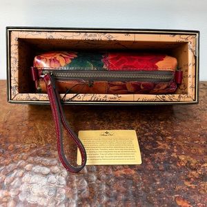 COPY - NIB PATRICIA NASH “Rossofiore”oblong wristlet,leather,earth tone floral,…